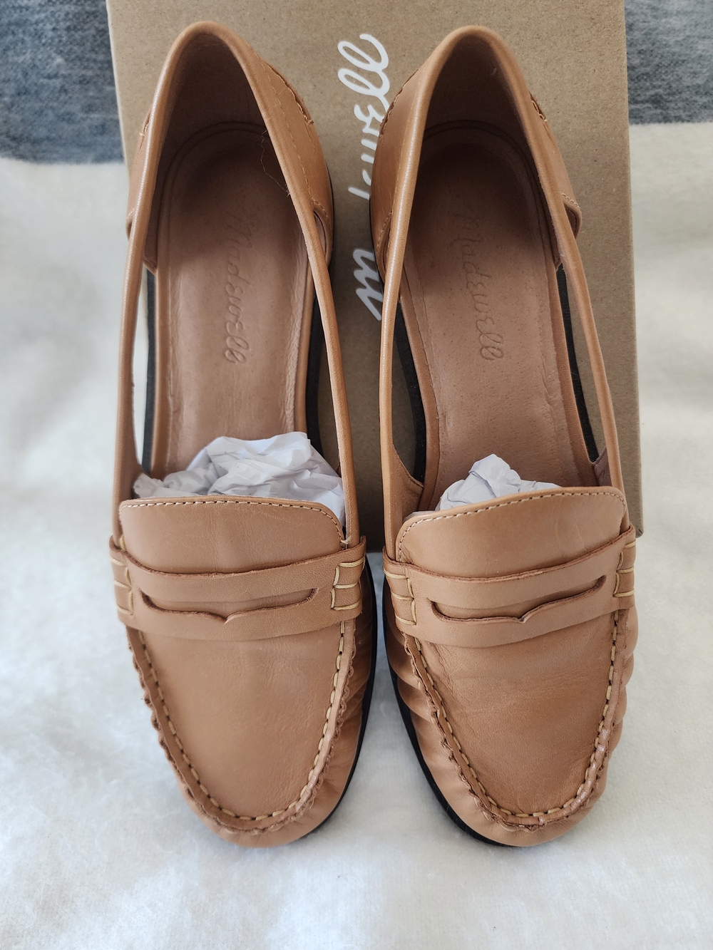 Madewell Cutout Loafers In Vachetta Leather Size 8, Style NK672 - Picture 3 of 15